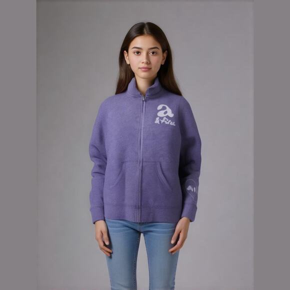 abercrombie kids Girls Hoodie Sz 11 12 Purple Sequined Full Front Zip Sweatshirt - Picture 1 of 8